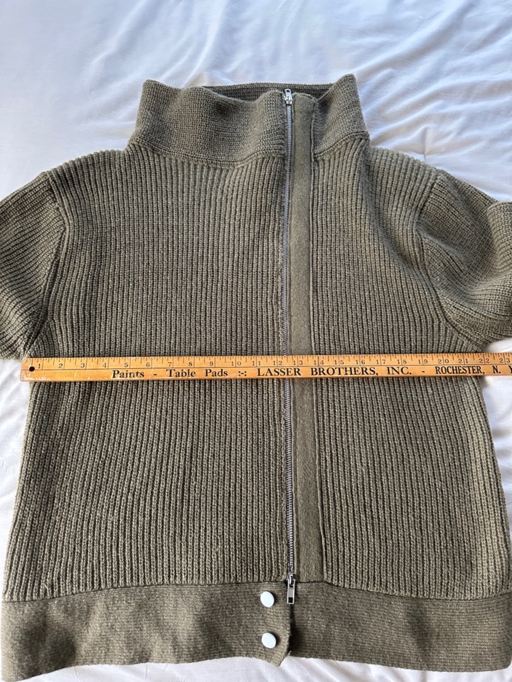 BiBi Olive Ribbed Zip Front Knit Jacket - Picture 4 of 6